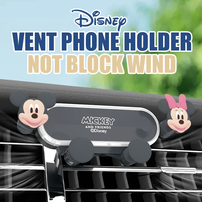 Disney Mickey Mouse Niedlicher Auto-Handyhalter, Lüftungsschlitz-Clip, Armaturenbrett-Handyhalterung, Innenraumzubehör