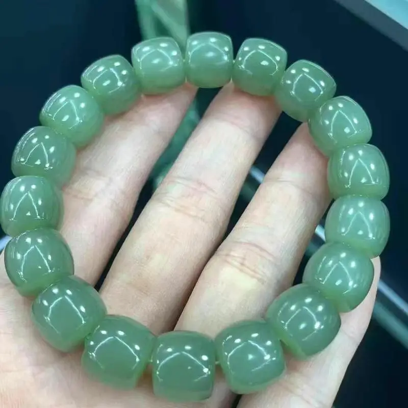 Hetian Men And Women, Vintage-Style , Lake Imitation Green Jade Round , Fortune Beads Bracelet