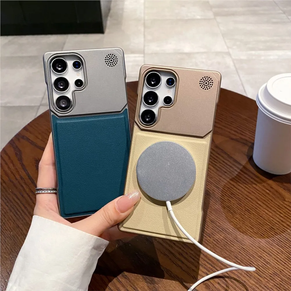 Luxury Leather Frameless Aromatherapy Case for Samsung Galaxy S26 S25+ S24 S23 Ultra Magsafe Magnetic Hybrid Shockproof Capa