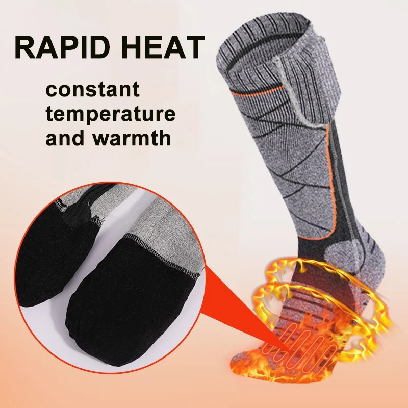 Ski Heating Socks Remote Control Motorcycle Rechargeable Battery Winter Thermal Thick Stockings Men Heated Socks