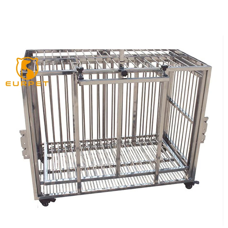 EUR PET popular high-strength solid stainless round steel vet cage with automatic lock for injection and anaesthesia