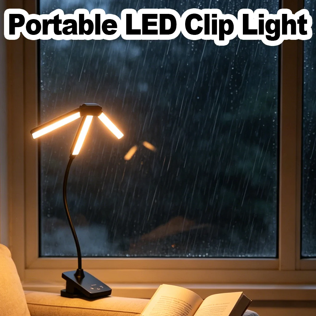 Rechargeable Clip-On Reading Lamp Flexible Led Reading Light Touch Control Table Lamp Portable Led Desk Lamp Dimmable Reading
