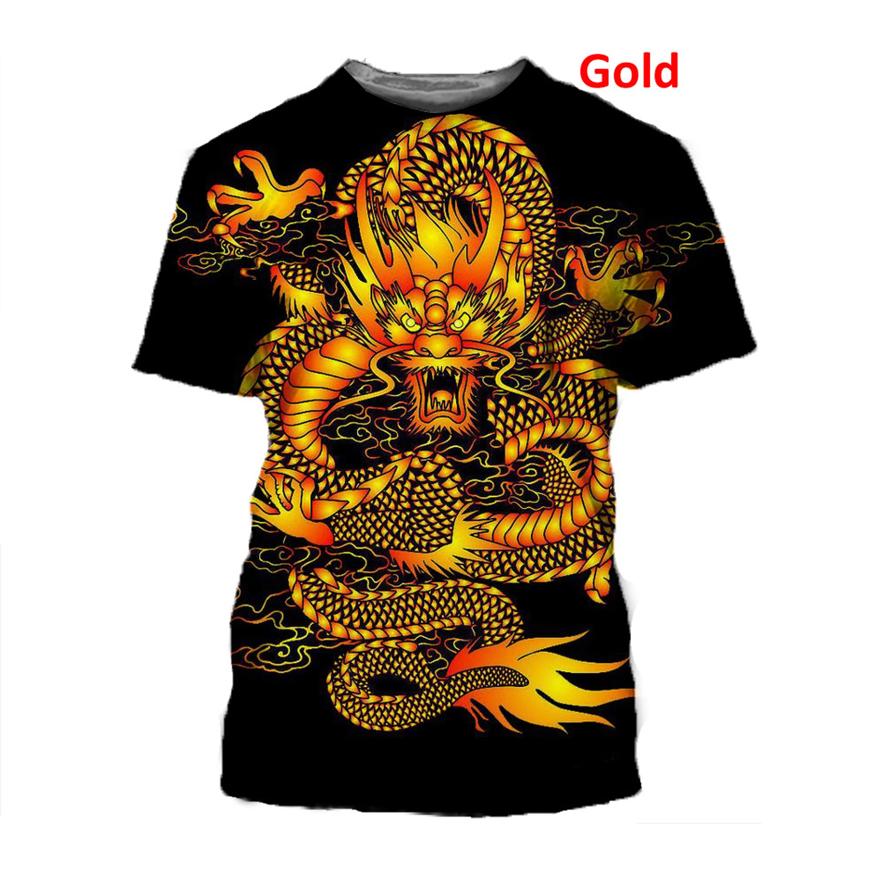 

New Chinese Dragon 3D lovers printed personalized men T-shirt