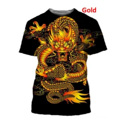 New Chinese Dragon 3D lovers printed personalized men T-shirt
