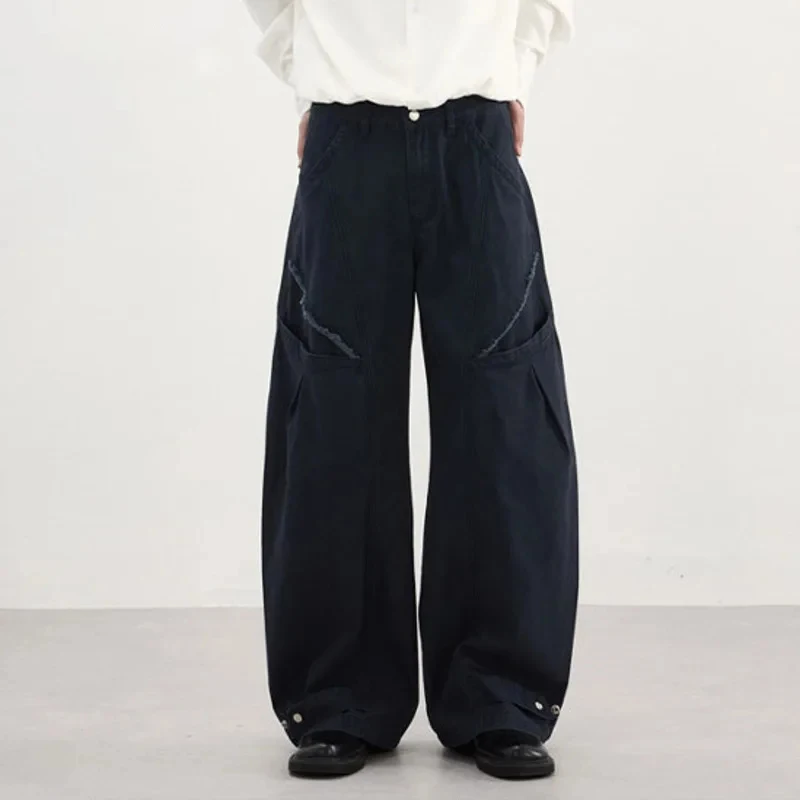 Spring Autumn Men's American Streyle Design Scimitar Men's Cargo Pants Unisex Trendy Baggy Oversized Cotton Casual Long Trousers