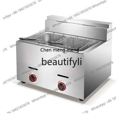 

Z189 Gas double-cylinder temperature-controlled fryer furnace, potato tower furnace, gas rear kitchen fryer equipment