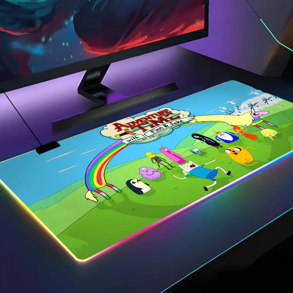 

Adventure Time Cartoon Mouse Pad RGB Backlit Mouse Pad Laptop Mouse Pad Laptop Gamer Computer Desk Gaming Accessories