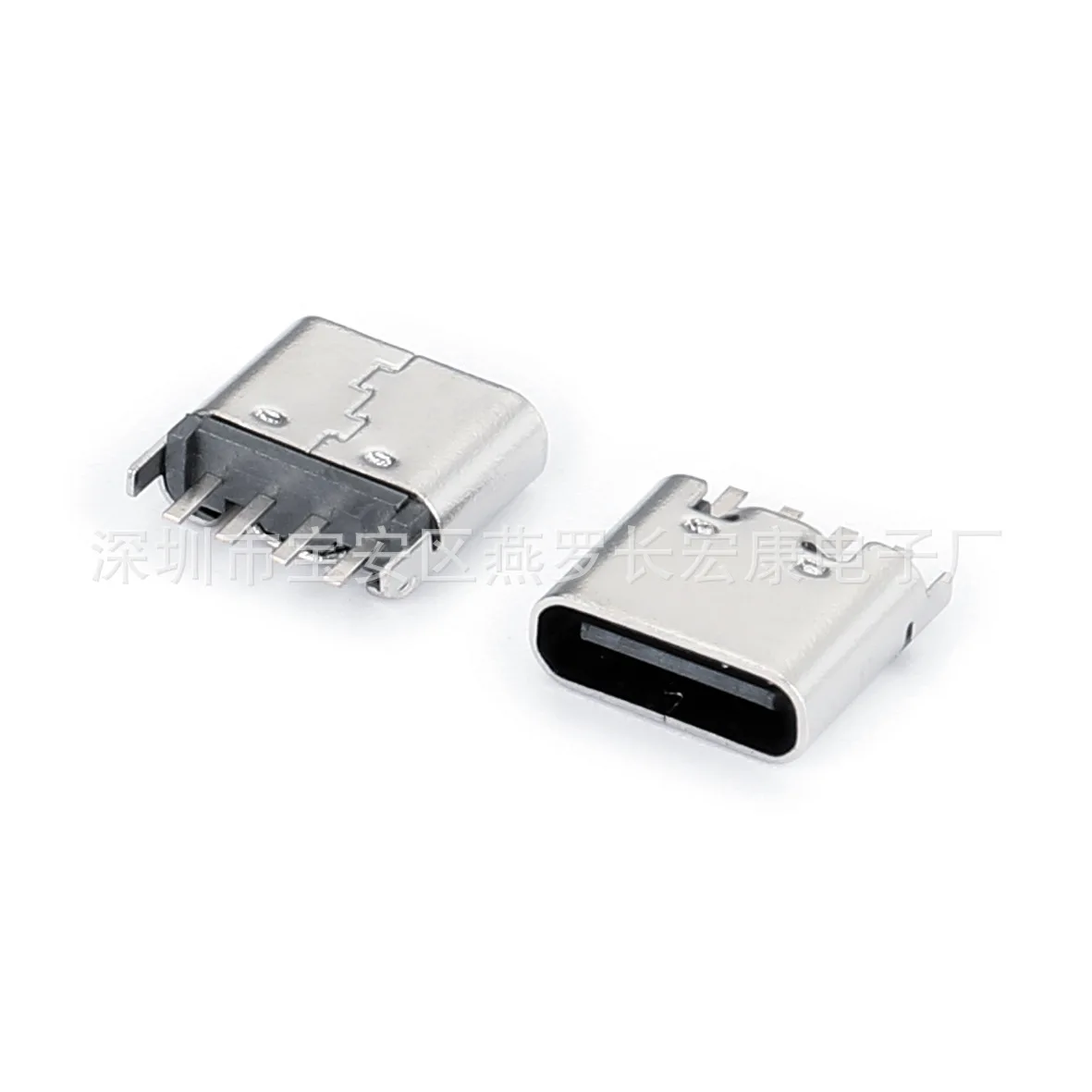 For type-c female seat 4pin in-line, vertical DIP two-pin fixed plug-in board, vertical plug-in H = 6.8/6