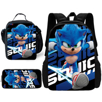 Child School Backpack Cartoon S-SonicS the hedgehogS with Lunch Bags ,Pencil Bags ,School Bags for Boys Girls Best Gift
