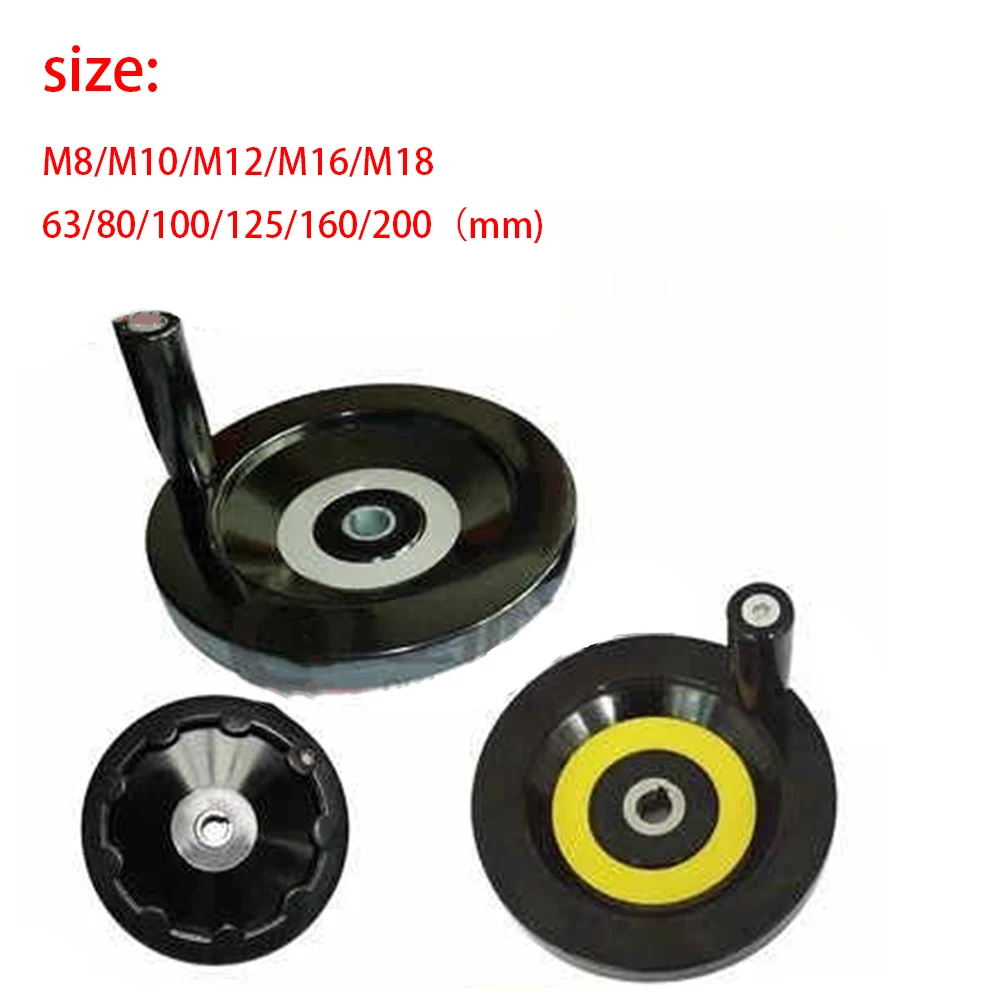 1-3Pcs Full Spoke Handwheel Handle M8/10/12/16/18 Rubberwood Handwheel With Keyway Milling Machine CNC Accessory Tool For Lathe