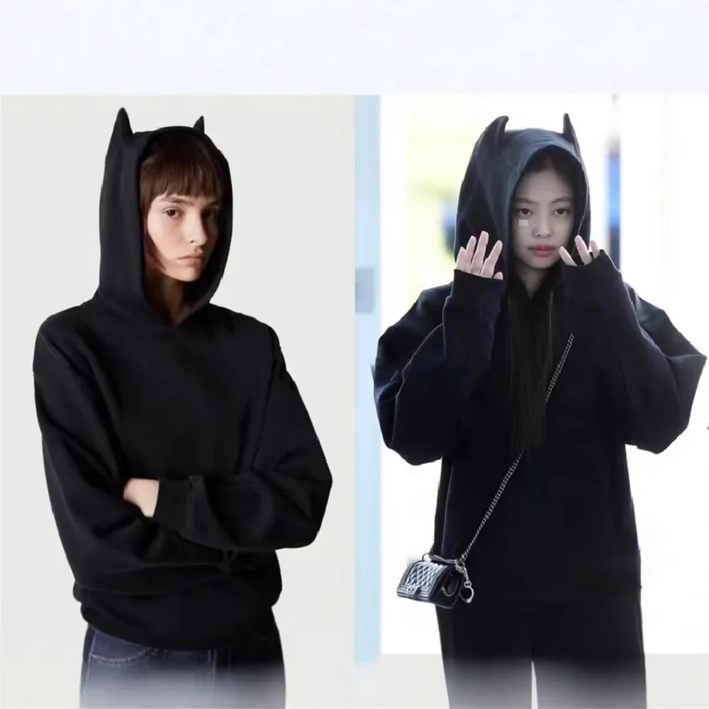 Jennie Similar American Style Casual Loose-Fit Fleece-Lined Hooded Sweatshirt Couple Sweatshirt Sweatshirt With Hoodie