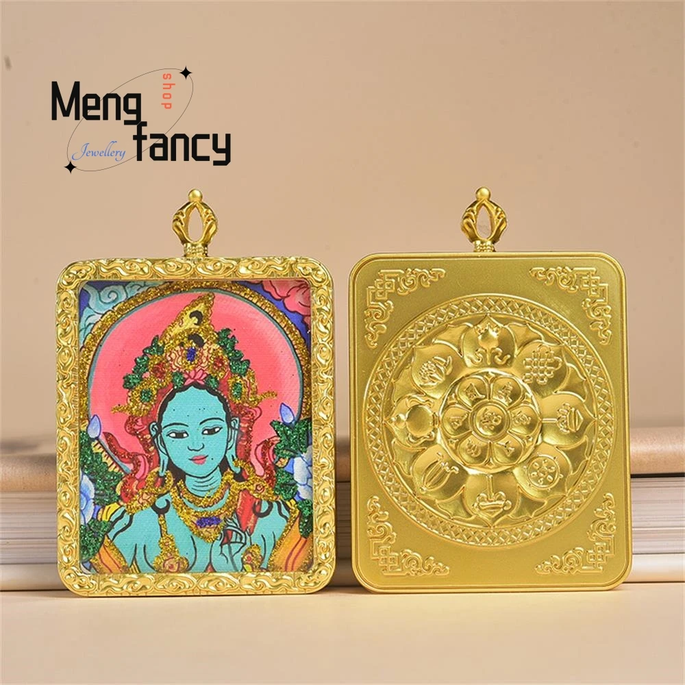 

New Model Hand-painted Gilded Thangka Box With Gold Foil Tara National Style Pendant Exquisite Fashion Jewelry Fine Holiday Gift
