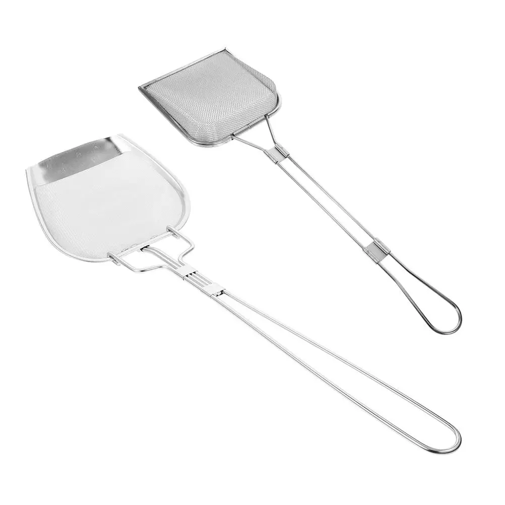 

2 pcs Stainless Steel Oil Residue Filter Shovel Fryer Kitchen Tool Frying Spoon Mesh Scoop Strainer Deep Fat Fryer Skimmer Home