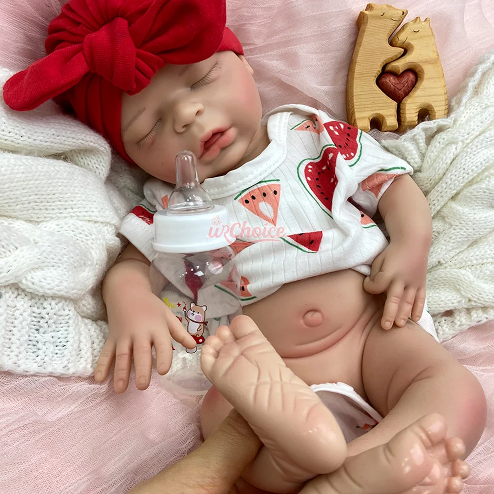 18" schlafende Neugeborene Bebe Mädchen voller weicher Silikon handgemachte wiedergeborene Babypuppe Ultra realistische Haut Touch Neugeborene Puppe Spanien Künstler