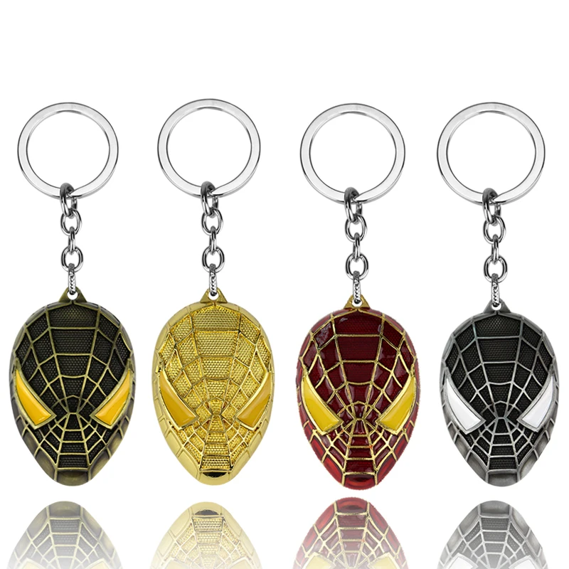 Marvel Avengers Keychain Spiderman Mask Pendant Movie Fashion Pendant Car Key Accessories Jewelry