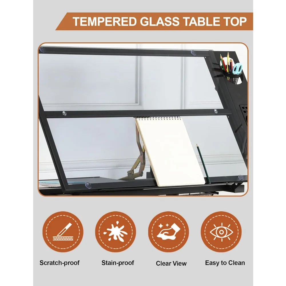 Adjustable Glass Drafting Desk 5