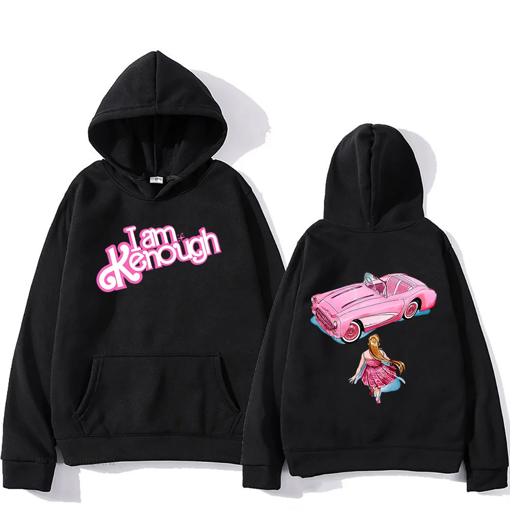 I Am Kenough Letter Print Sweatshirt Pink Barbenheimer Kenergy Hoodies Casual Mens Autumn/Winter Pullovers with Pocket Male Tops