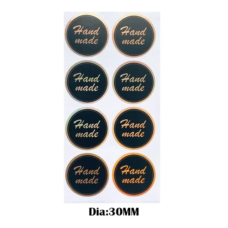 80piece Bronzing Black Hand made With LOVE sealing labeling Round sticker Envelope label stickers DIY 30mm