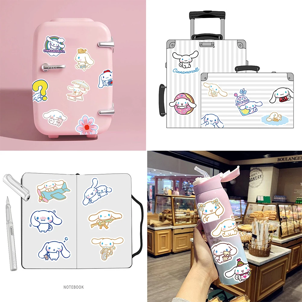 10/30/50 Stuks Schattige Sanrio Cinnamoroll Sticker Esthetische Cartoon Aniem Stickers Voor Plakboek Auto Briefpapier Waterdichte Stickers Cadeau