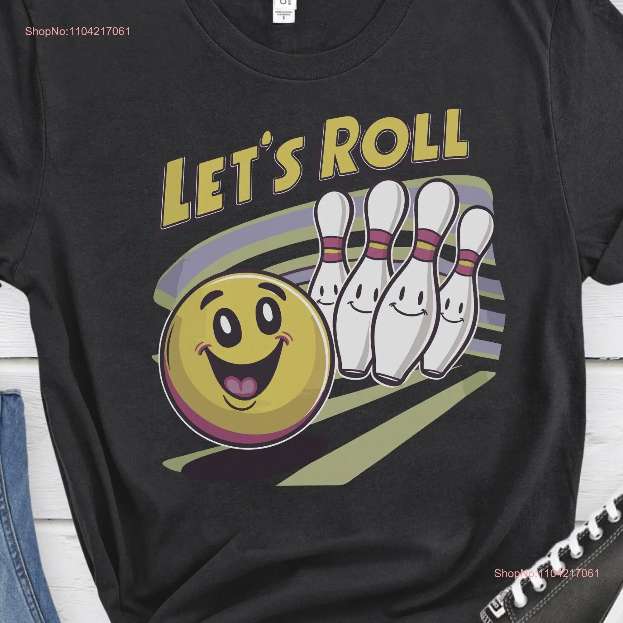 Let's Roll T Shirt Bowling Retro Boling Funny Vintage for Bolwer League Bowler long or short sleeves