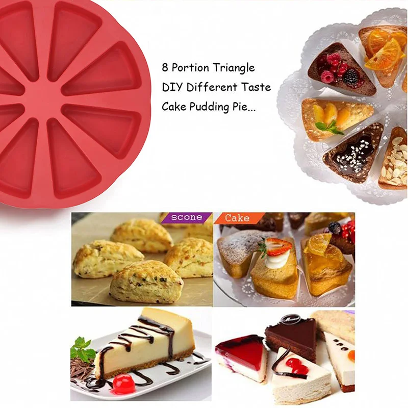 8 Cavity Silicone Portion Cake Mold Triangle Cavity Cake Pan Pizza Slices Baking Molds Kitchen Baking Tool for Thanksgiving Day