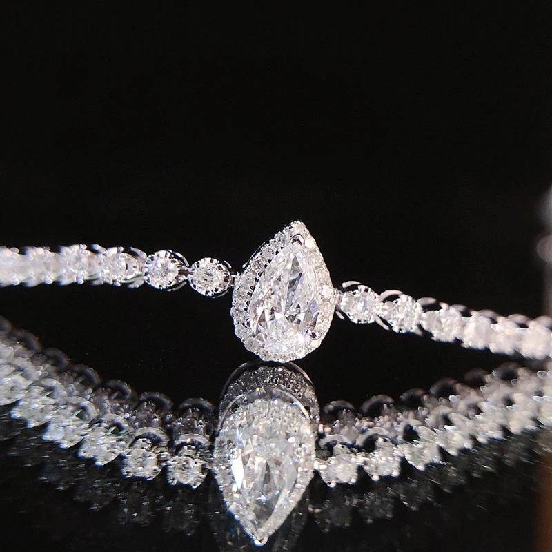 KUGG 100% 18K White Gold Bracelet Luxury Elegant Style Real Natural Diamond Bracelet for Women Wedding Party Fine Jewelry