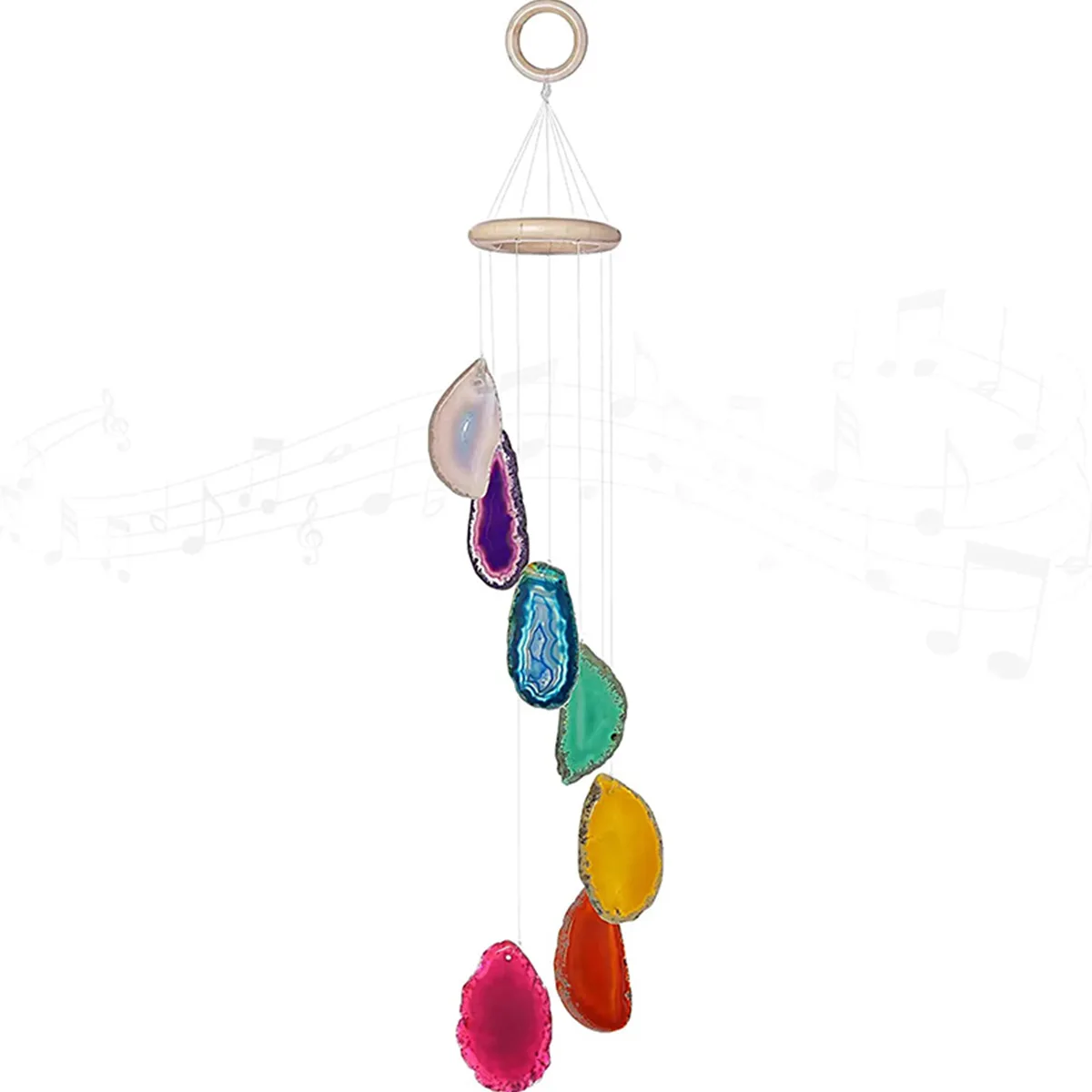 

Natural Crystal Agate Windchime Reiki Healing Gemstones Pendant Crystal Wind Chime Home Garden Wall Room Ornament Decor