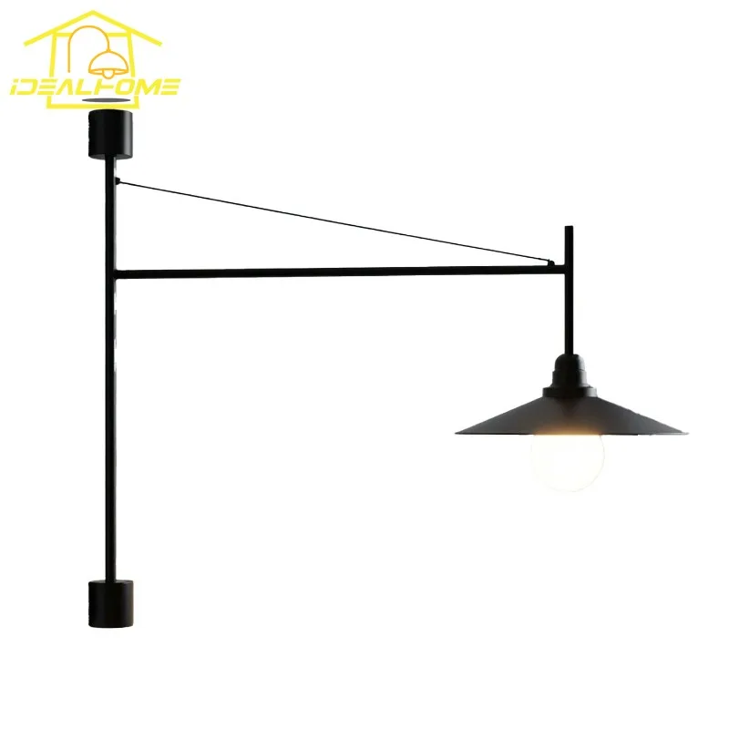 Designer Long Pole Swing Arm Industrial Wall Lamp LED E27 Rotatable Iron Art Decorative Wall Mounted Loft Living/dining Room Bar