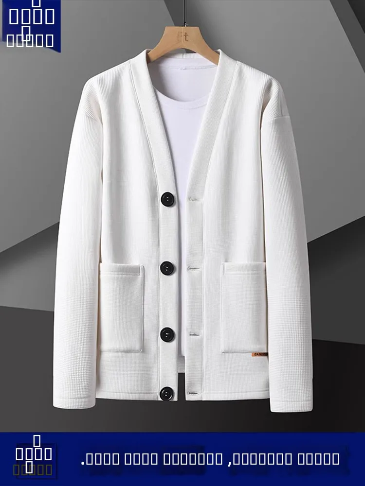 

Новый молодежный модный утепленный флисовый повседневный мужской костюм: пиджак, деловая и повседневная верхняя одежда, однотонный универсальный вязаный кардиган