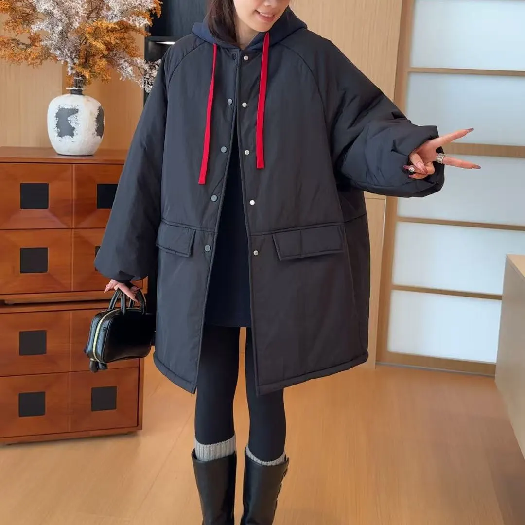 

Свободный крой, модная хлопковая куртка средней длины, легкая женская верхняя одежда, универсальное осенне-зимнее пальто в корейском стиле