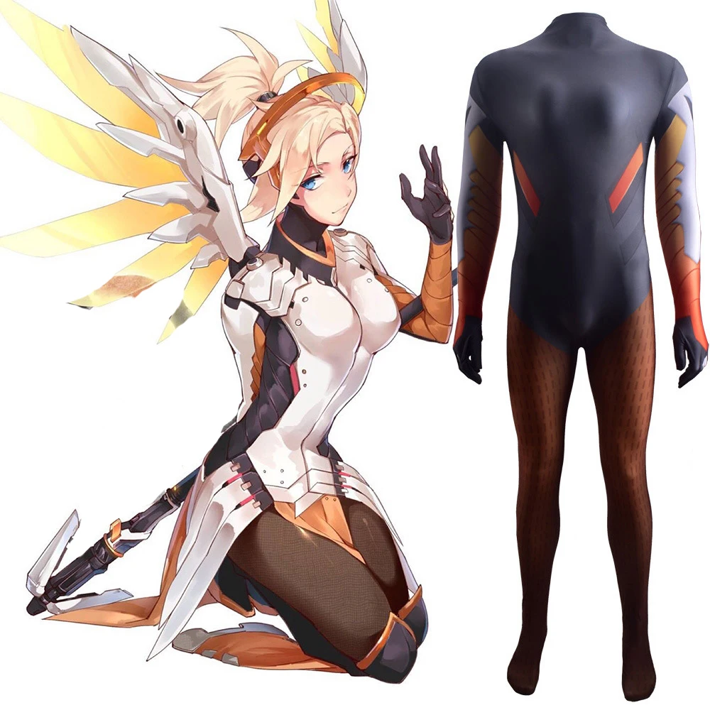 

Game Mercy Cosplay Jumpsuit Angela New Skins Costume Women Fancy Spandex Combat Bodysuit Halloween Party Outfits