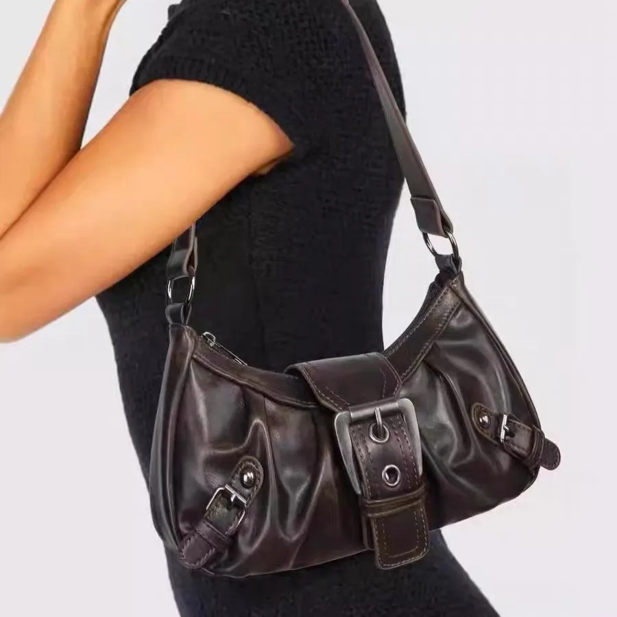 

Hot-selling Maillard Style Shoulder Bag Retro Style Hot Girl Wasteland Style Wrinkled Purse New Women's Bag