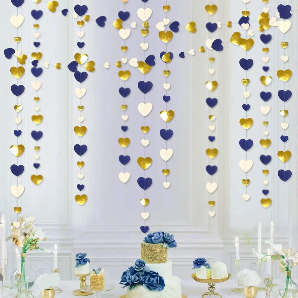 Royal Blue Gold Beige Latex Balloons Boy Birthday Party Hanging Decorations For Paper Flag Pom Pom Flower Heart Tassel Garlands