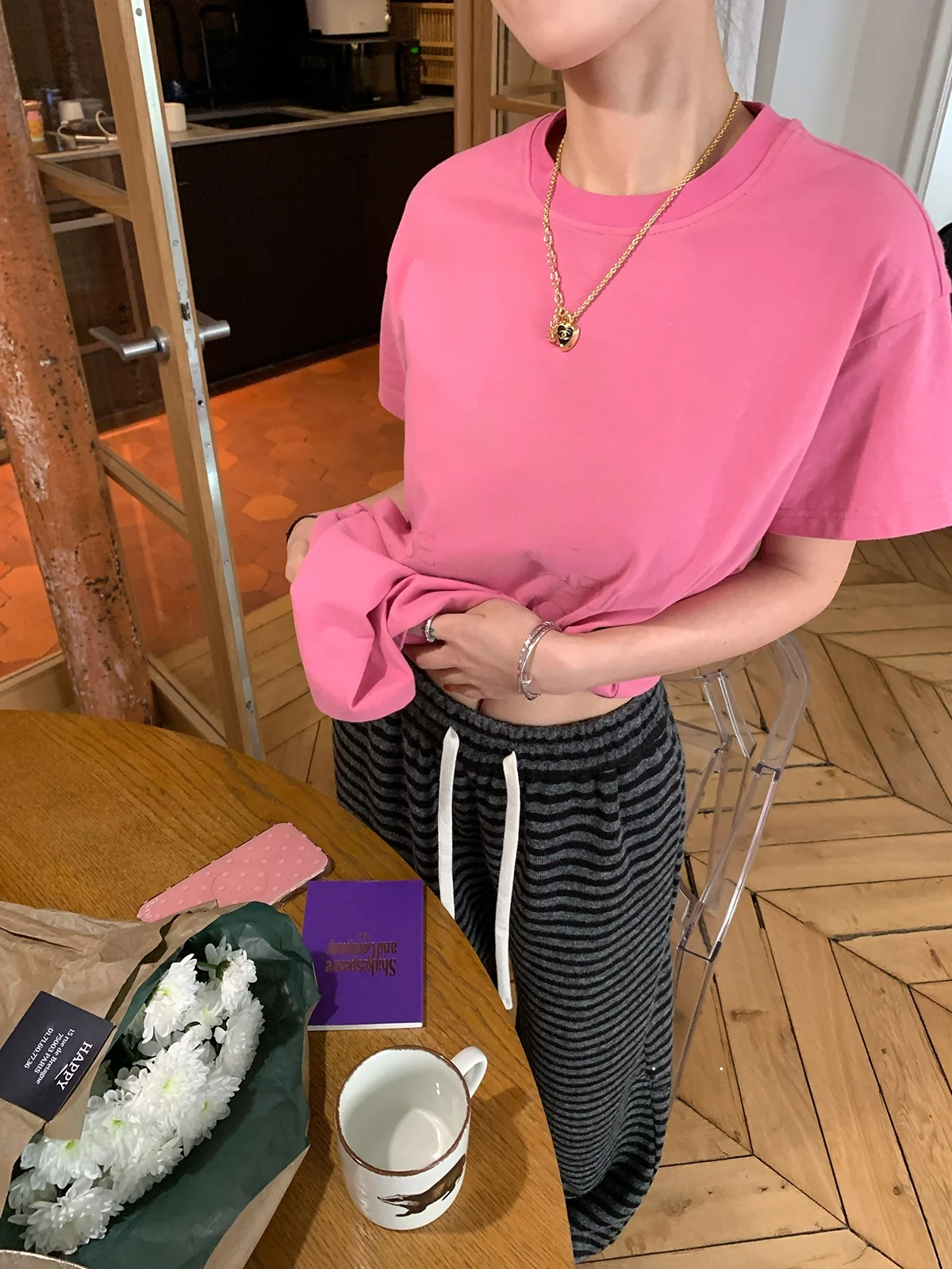 

Retro American Letter Print round Ne ort Sve T-irt Women's Autumn Winter Inner Wear Top Fre Coriander Non-spicy