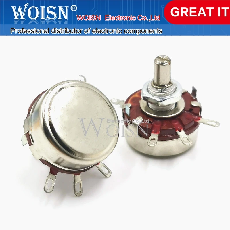 10pcs/lot Double single-turn carbon film potentiometer WTH118-1A 2W 10K In Stock