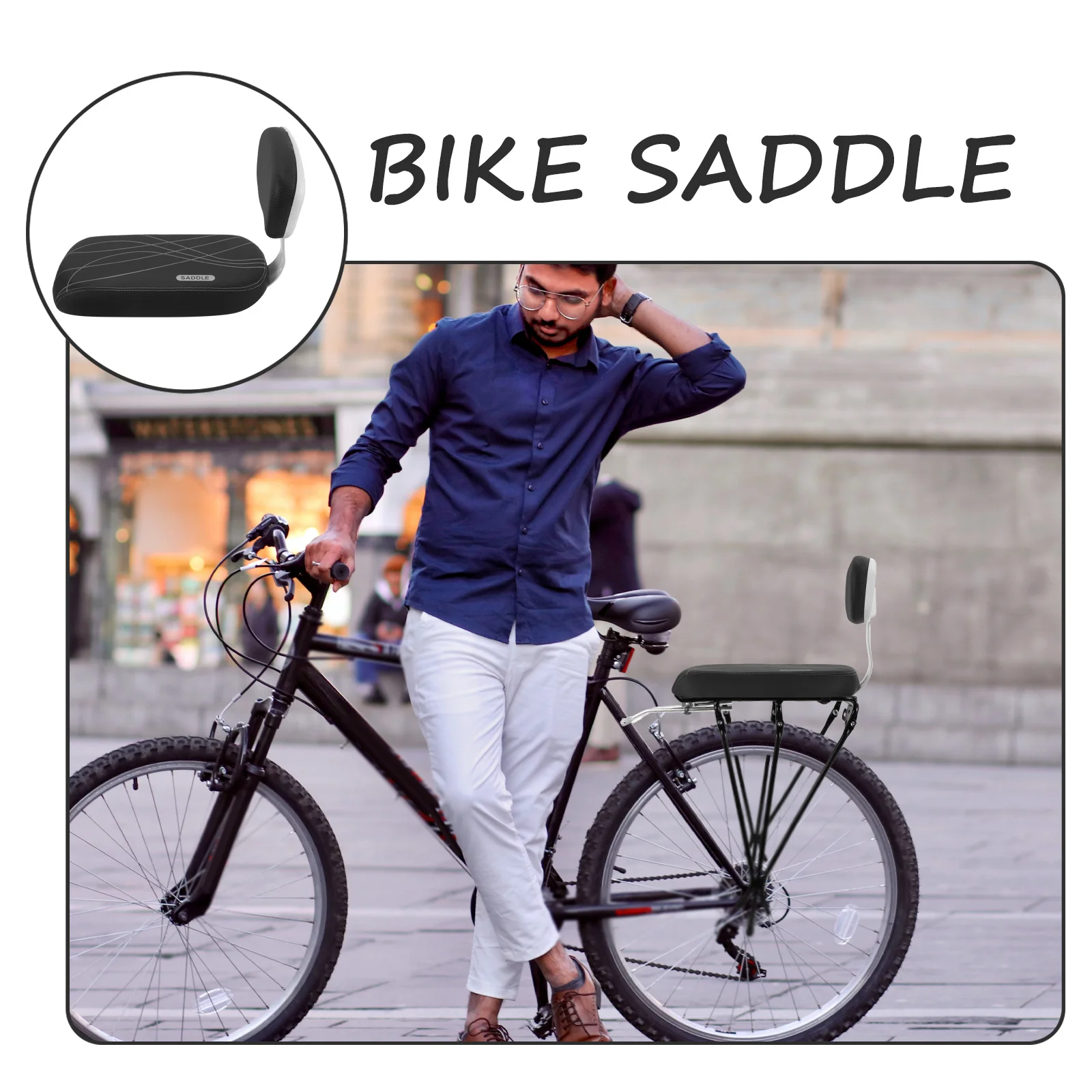 

Black Bike Rear Seat Sponge Cushion Backrest Padded Back Seat Comfortable Children Safety Riding Accessory