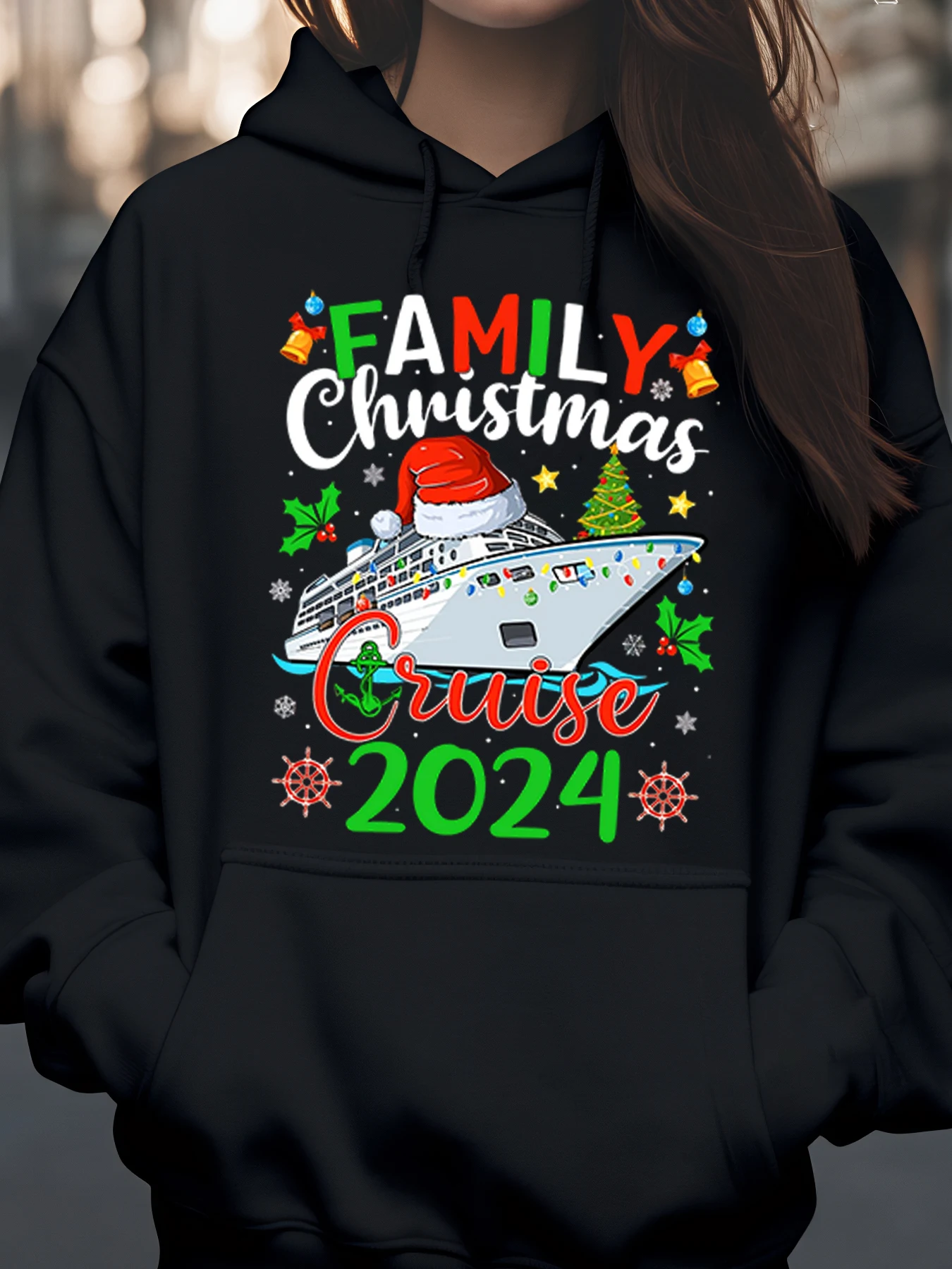 

Семейный рождественский круиз 2024, толстовка с принтом, праздничный подарок для путешествий для женщин и мужчин