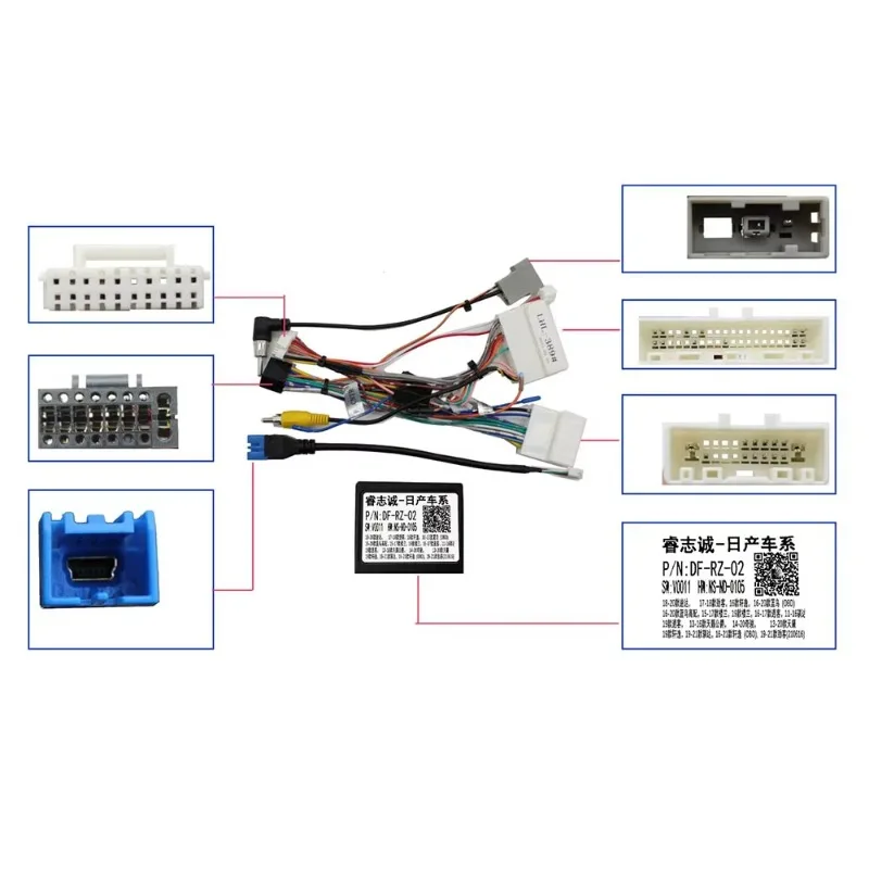 

Radio Wiring Harness Adapter CANBus Decoder 16 Pin Plug to 22 Pin Cable for Nissan Qashqai J11 2019