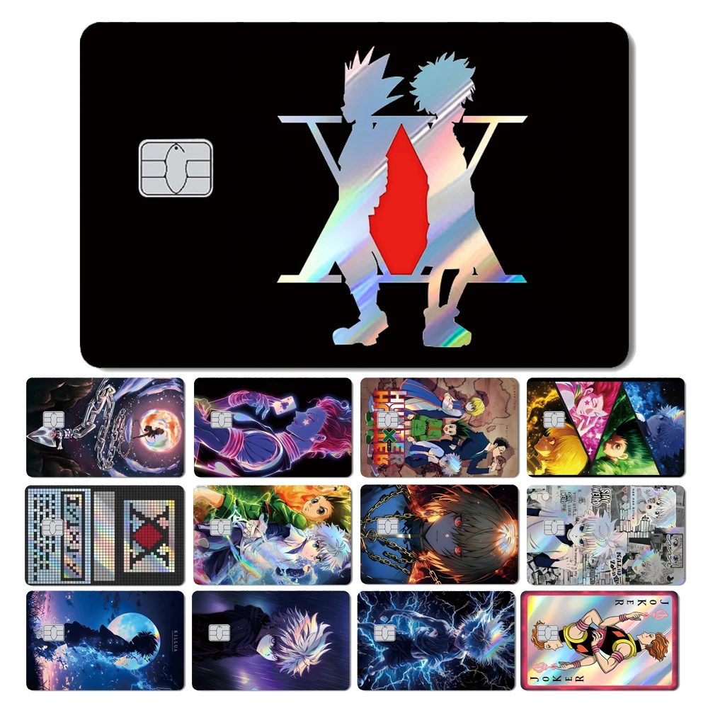 Tubarão mágico anime caçador x caçador licença laser holográfico sem desbotamento banco de crédito cartão de débito filme adesivo de pele