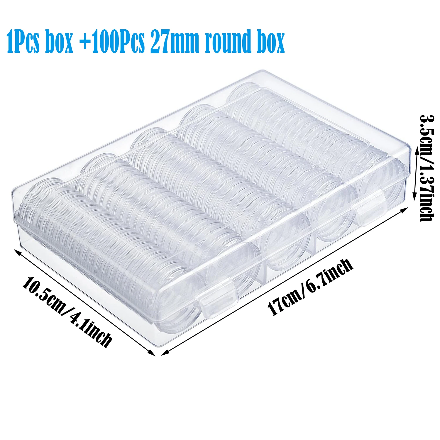 동전 캡슐 플라스틱 동전 거치대 케이스, 동전 수집 소모품용 보관 정리함, 25mm, 27mm, 30mm, 100 개