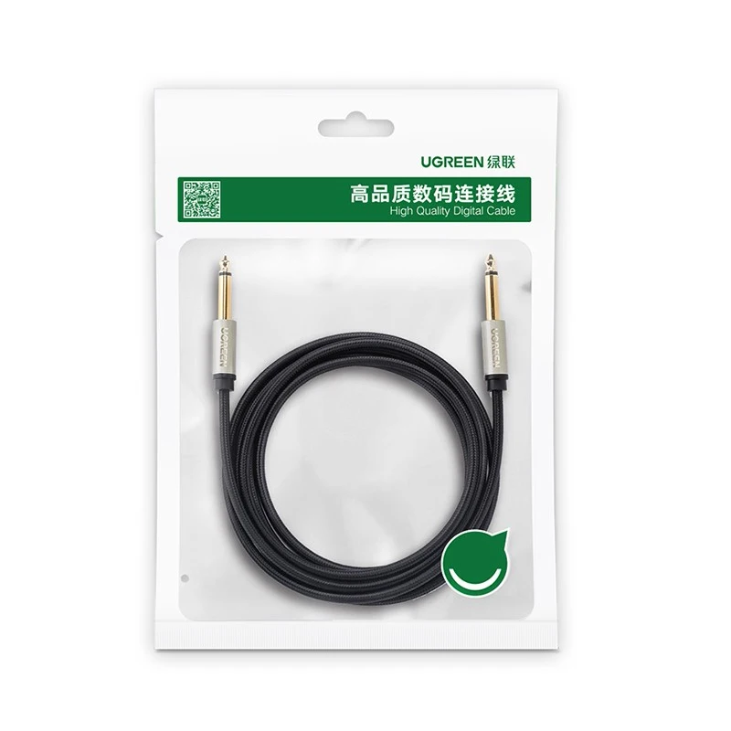 아연 합금 하우징과 나일론 브레이드 케이블이 포함된 UGREEN 6.5mm 악기 케이블(남성-남성)