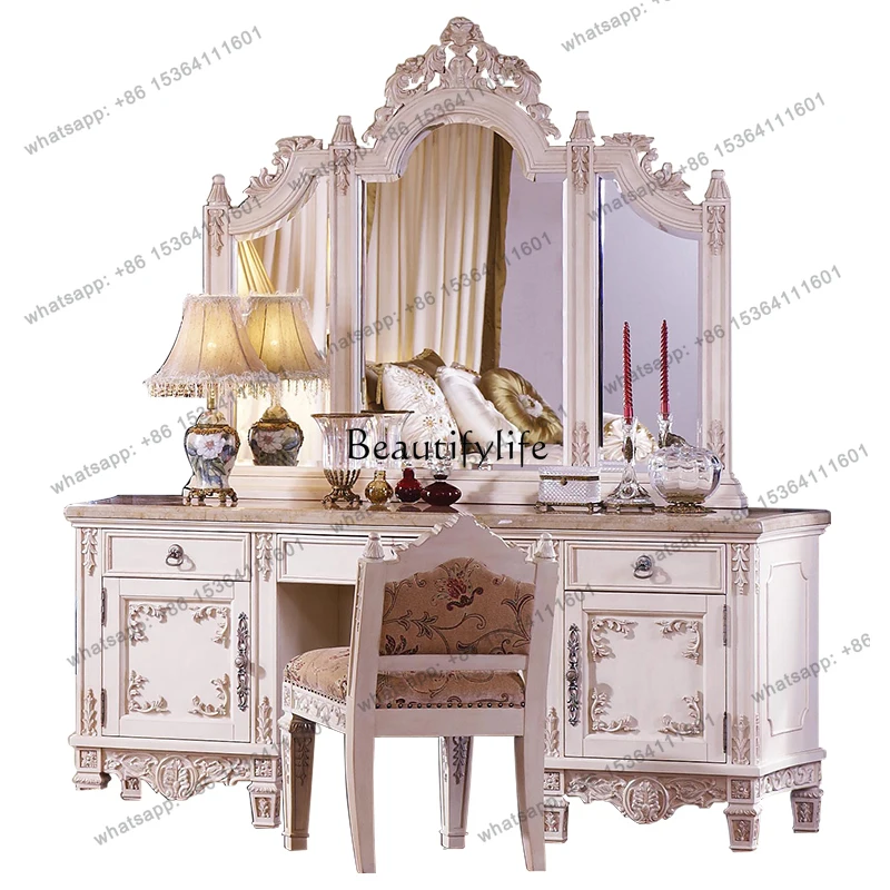 European solid wood dresser combination American luxury old ivory white dresser customizationsss