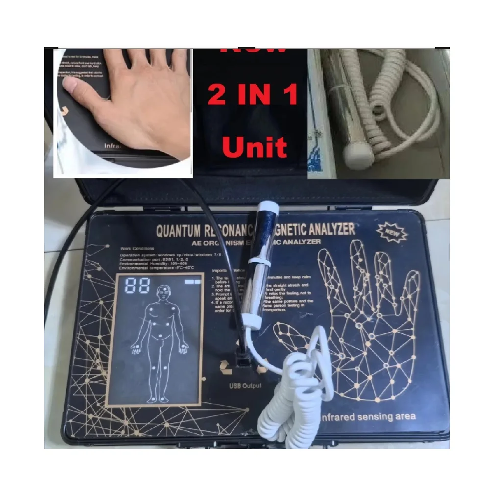62 Reports 2 in 1 Touch and Hand Senser Set Quantum Analyzer Machine Magnetic Resonance Full Body Analysis Health FIR Technology