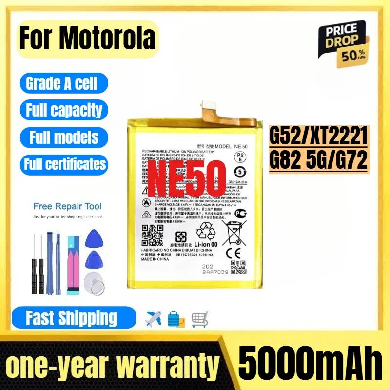 NE50 for Motorola G52/XT2221/G82 5G/G72 Phone Battery High Quality High Capacity Replacement Bateria Grade A Cell with Tools