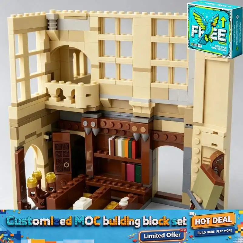5189PCS Gothic Castle Academy Modular Building Blocks Model Creative Puzzle Display Collection Gift Home Decoration Ornament
