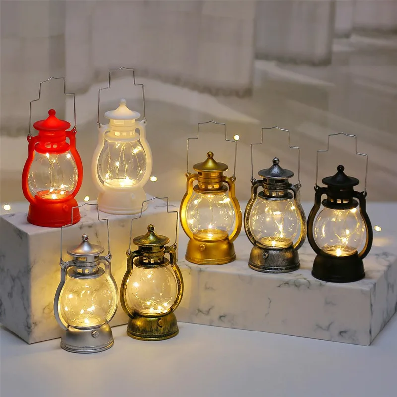 30Pcs LED Retro Oil Lamp Vintage Hanging Candle Light Desktop Lanterns Night Light Outdoor Garden Tree Party Decor Lighting