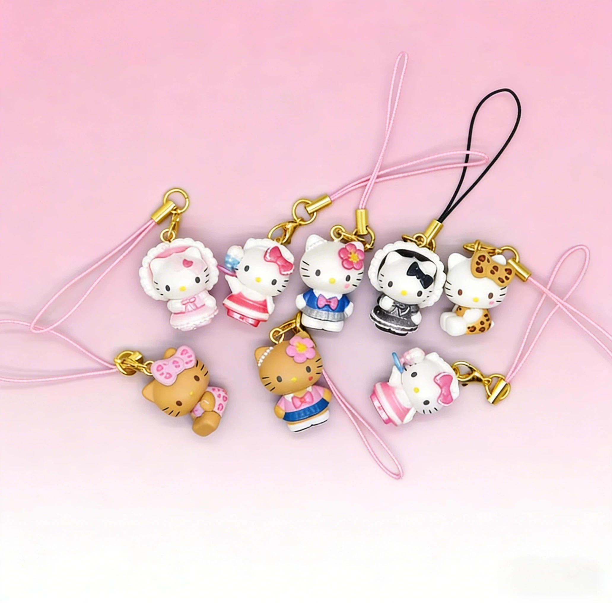New In Stock Cute Black Leather Kt Cat Jewelry Pendant Blind Box University Kt Cat Phone Case Hanging Decoration Surprise Gift view 2
