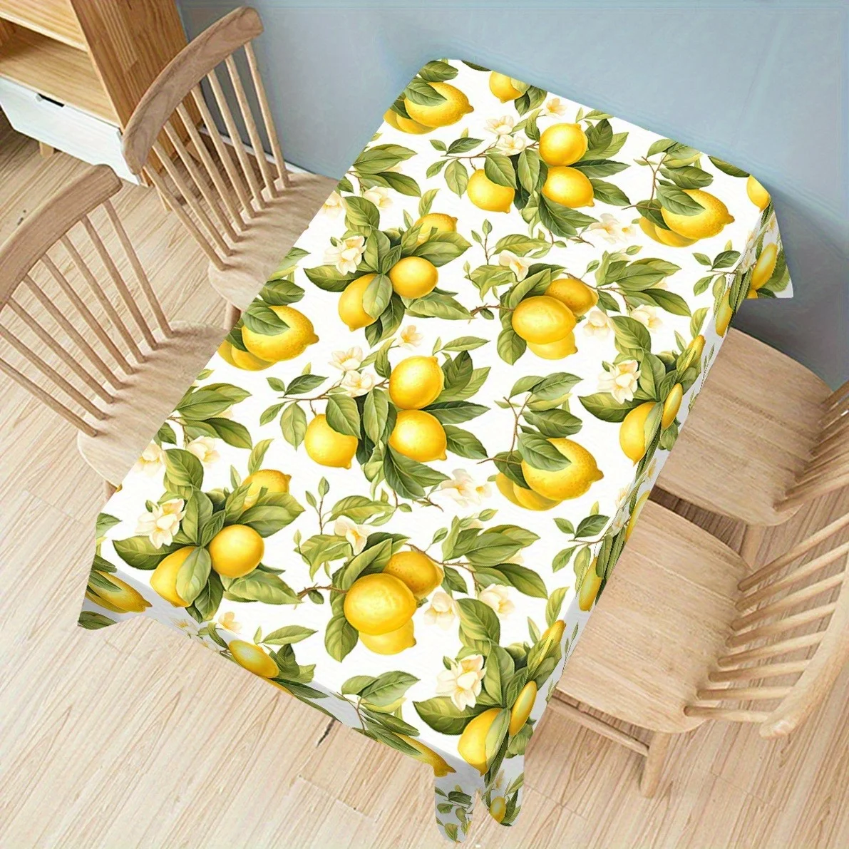 Summer Lemon Floral Print Tablecloth for Table Decor Washable Yellow Lemon Green Leaves Kitchen Dining Table Cloth Party Decor