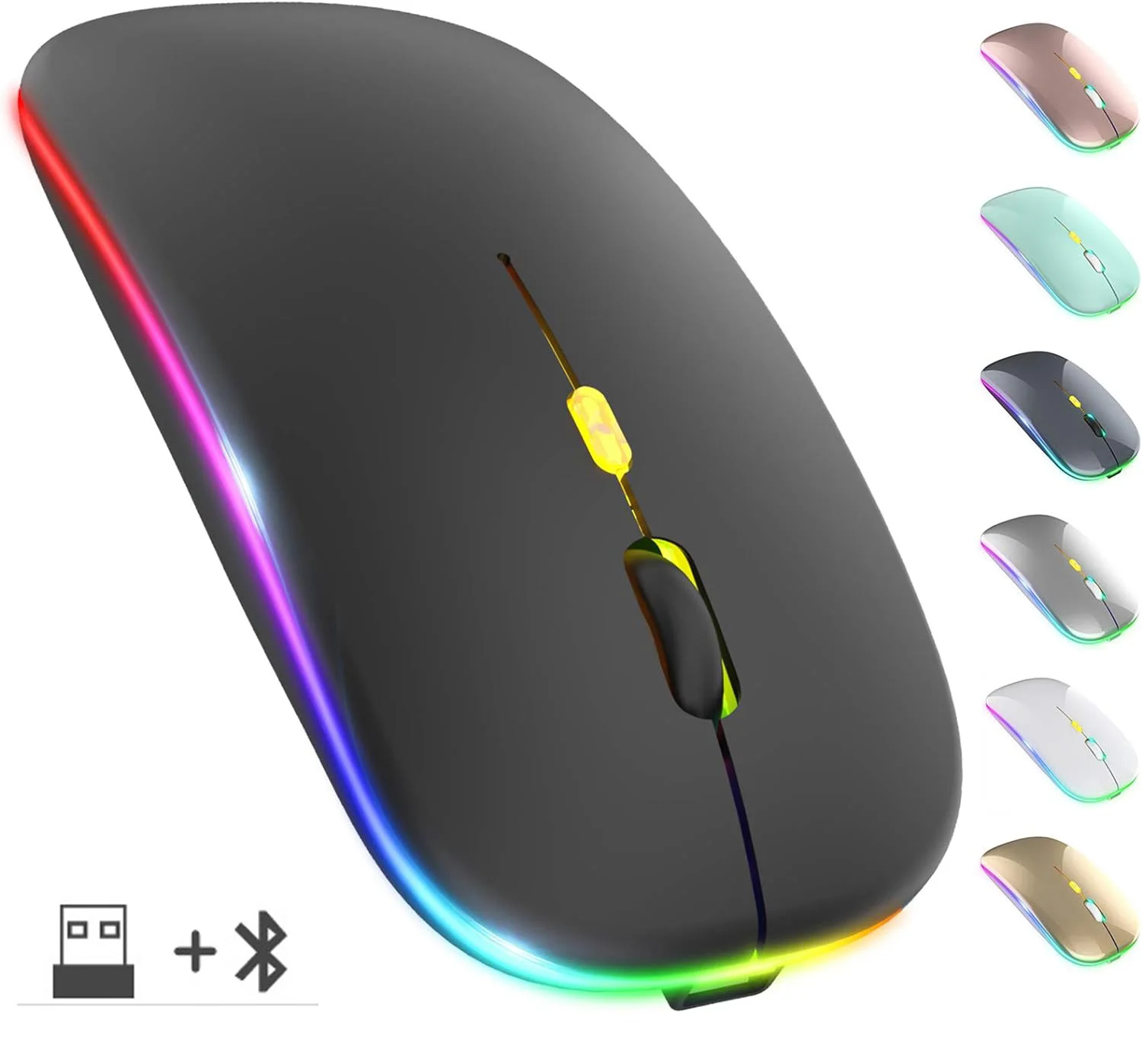 Wireless Mouse RGB Rechargeable Bluetooth Mice Wireless Computer Mause LED Backlit Ergonomic Gaming Mouse for Laptop PC