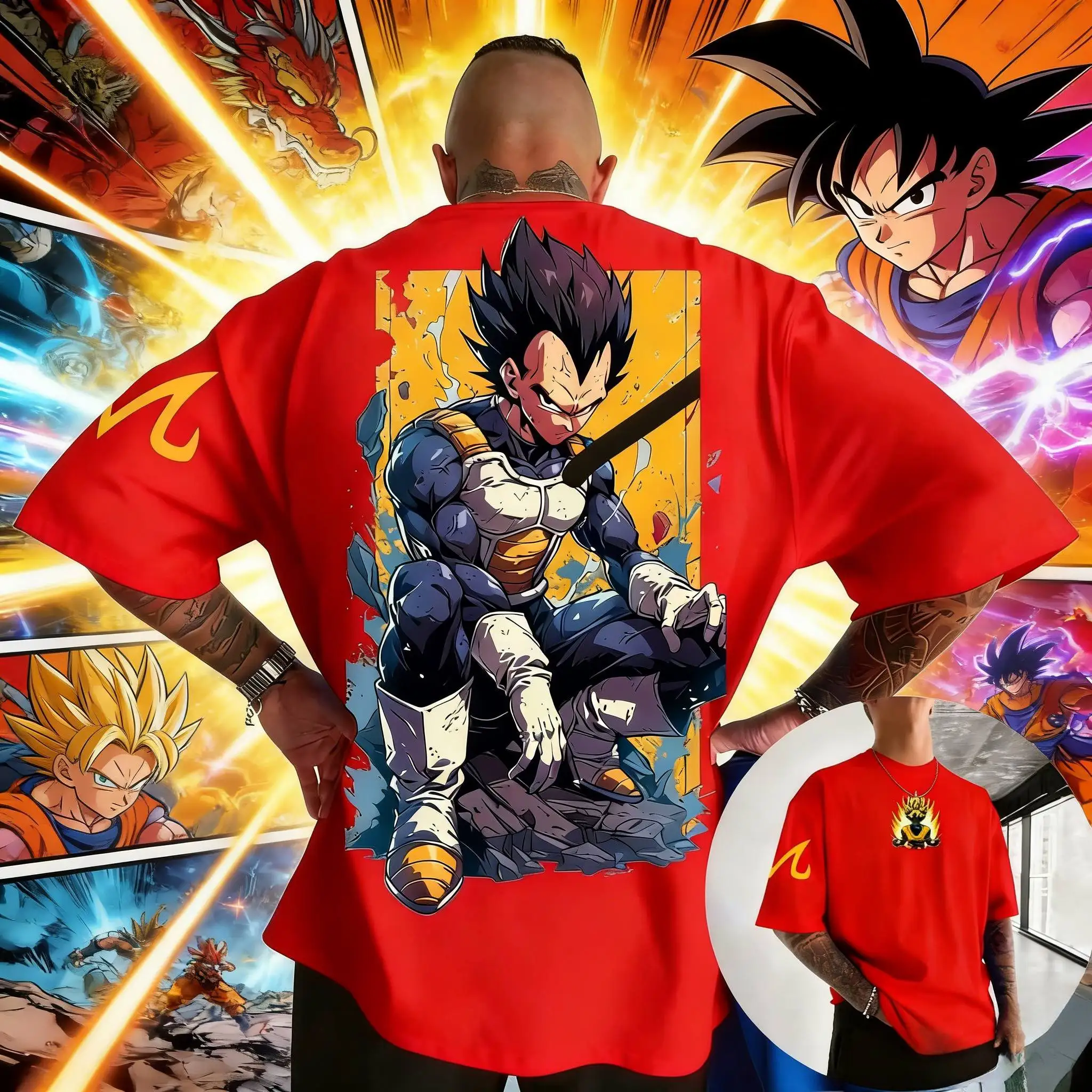 

Мужская футболка оверсайз с принтом Dragon Ball Vegeta, круглый вырез, короткий рукав, повседневная уличная одежда, лето 2026